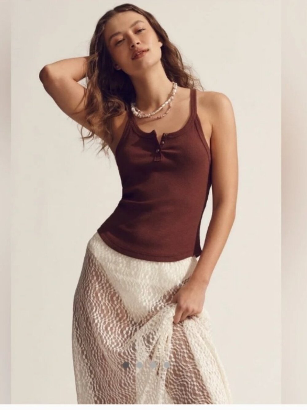 NWT Anthropologie Pilcro Hang Ten Layering Tank Top Women’s Warm Cocoa